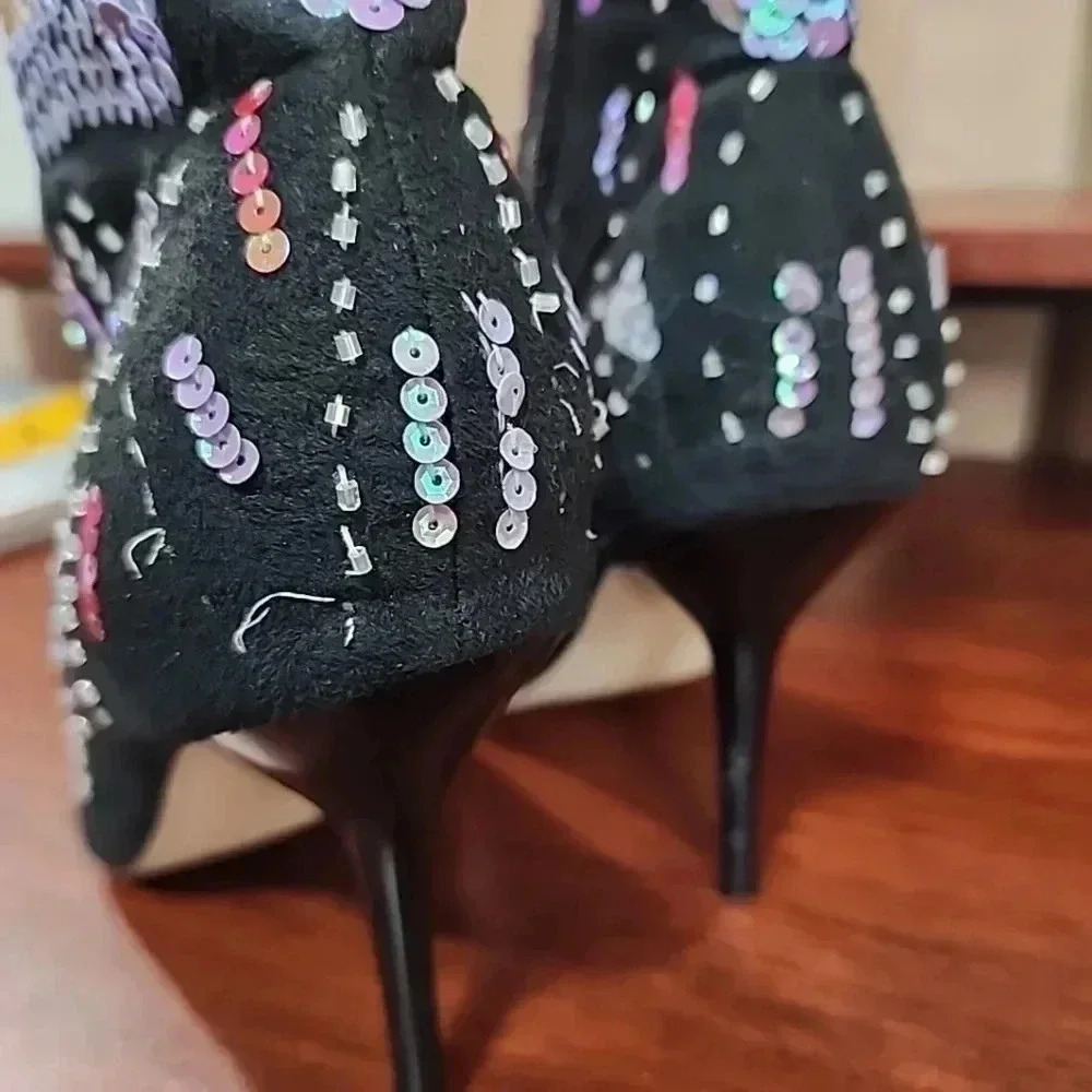 Sequin Pointed toed ankle boots size 7 - Picture 12 of 14